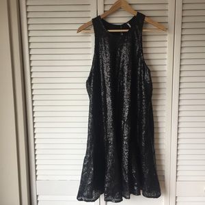 Free People black sequin flare dress